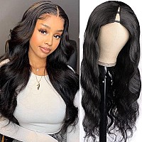 Xagujpo V Part Wig Human Hair Body Wave Wigs Upgrade U Part Wigs Brazilian Virgin Human Hair wigs for Black Women Glueless Full Head Clip In Half Wig V Shape Wigs No Leave Out Lace Front Wigs 150% Density Natural Color (18inch, body v part wig)