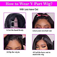 Xagujpo V Part Wig Human Hair Body Wave Wigs Upgrade U Part Wigs Brazilian Virgin Human Hair wigs for Black Women Glueless Full Head Clip In Half Wig V Shape Wigs No Leave Out Lace Front Wigs 150% Density Natural Color (18inch, body v part wig)