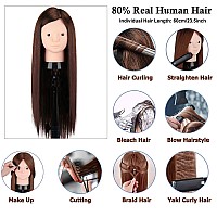 Mannequin Head Human Hair Beauty Star Doll Head For Practice Hair Styling 80 Real Hair Cosmetology Makeup Hairdressing Traini