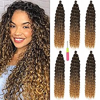 Maysa Ocean Wave Crochet hair 22in Soft Synthetic Curly Crochet Hair Deep Wave Crochet Hair Extensions (6Packs, 1BT27)