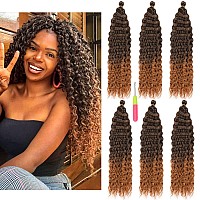 MAYSA 22inch Ocean Wave Crochet Hair Extension Synthetic Soft Curly Crochet Hair 6Packs Brown Deep Wave Crochet Hair for Women (1BT30, 22inch)