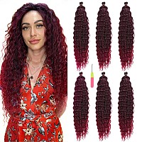 MAYSA Burgundy Curly Crochet Hair Soft Synthetic Ocean Wave Crochet hair 22 inch 6Packs Beach Curl Crochet Hair Extensions for Black Women