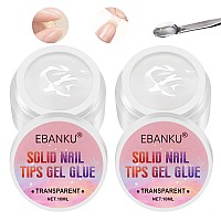 Ebanku Solid Nail Glue Gel 2Pcs Clear Solid Gel Nail Glue For Press On Nails Soft Gel Nail Tips Glue Solid Hard Gel Glue For A