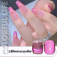 Ahamiou 9D Cat Eye Gel Polish Set Crystal Dopamine Magnetic Gel Nail Polish Kit Chameleon Galaxy Glitter Cat Eye Effect Nail Art