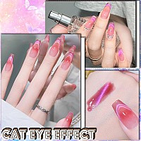 Ahamiou 9D Cat Eye Gel Polish Set Crystal Dopamine Magnetic Gel Nail Polish Kit Chameleon Galaxy Glitter Cat Eye Effect Nail Art