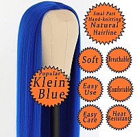 Aubree Klein Blue Synthetic Wigs Long No Lace Front Synthetic Wigs For Women Natural Straight Hair Replacement Wig Breathable Gl