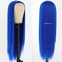 Aubree Klein Blue Synthetic Wigs Long No Lace Front Synthetic Wigs For Women Natural Straight Hair Replacement Wig Breathable Gl