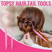 Tsmaddts Clear Small Rubber Hair Ties Set With French Braid Tool And Rat Tail Comb 1000Pcs Hair Elastics Pink