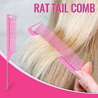 Tsmaddts Clear Small Rubber Hair Ties Set With French Braid Tool And Rat Tail Comb 1000Pcs Hair Elastics Pink