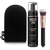 Bronze Tan Dark Self Tanning Kit All Natural 1-Hour Express Sunless Tanner Mousse 200Ml, Instant Self Tanner Lotion With Bronzer, Self Tanning Mitt And Kabuki Brush