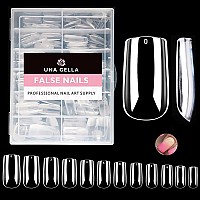 Una Gella Medium Square Gel Nail Tips 216Pcs Clear Square Fake Nails For Full Cover Acrylic Square Nails French False Nails For