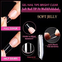 Una Gella Medium Square Gel Nail Tips 216Pcs Clear Square Fake Nails For Full Cover Acrylic Square Nails French False Nails For