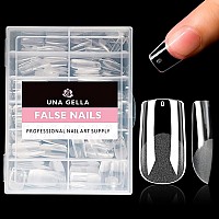 Una Gella Square Fake Nails 216Pcs Square Press On Nails Preshape Clear Square Nails Tips For Full Cover Acrylic French False N