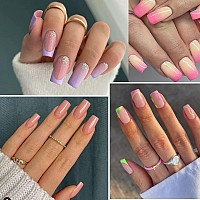 Una Gella Square Fake Nails 216Pcs Square Press On Nails Preshape Clear Square Nails Tips For Full Cover Acrylic French False N