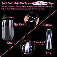 Una Gella Square Fake Nails 216Pcs Square Press On Nails Preshape Clear Square Nails Tips For Full Cover Acrylic French False N