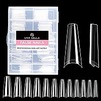 Una Gella Coffin Fake Nails Long 504Pcs Coffin Gel Nail Tips For Half Cover Acrylic Coffin Nails False Nails For Nail Extension