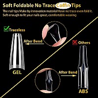 Una Gella Coffin Fake Nails Long 504Pcs Coffin Gel Nail Tips For Half Cover Acrylic Coffin Nails False Nails For Nail Extension