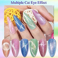 Mizhse Unicorn Cat Eye Gel Nail Polish 7Ml Pearl Mermaid Cateye Magnetic Gel Polish Kit Pink Blue Soak Off Uv Led Diy Manicure