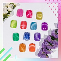 Mizhse Neon Cat Eye Gel Nail Polish Set 12Pcs Cateye Blue Green Purple Soak Off Gel Polish Magnetic Manicure Kit For Nail Art S