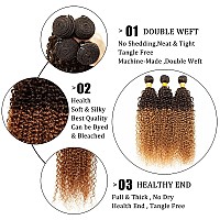 Curly Bundles With Closure Human Hair Brazilian Virgin Human Hair Weave T430 Ombre 3 Bundles With 4X4 Lace Closure 20 22 2418