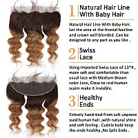 Body Wave Bundles With Frontal Human Hair 3 Bundles With Frontal 13X4 Ear To Ear Lace Frontal 2 Tone Ombre Brazilian Virgin Huma