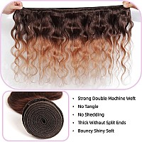 Body Wave Bundles With Frontal Human Hair 3 Bundles With Frontal 13X4 Ear To Ear Lace Frontal 2 Tone Ombre Brazilian Virgin Huma