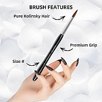 Aokitec 100 Kolinsky Acrylic Nail Brush 12 Oval Crimped Sable Acrylic Brush Wood Nail Art Brush For Acrylic Application Manicu