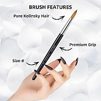 Aokitec 100 Kolinsky Acrylic Nail Brush 14 Oval Crimped Sable Acrylic Brush Wood Nail Art Brush For Acrylic Application Manicu