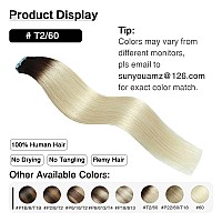 Suyya Tape In Hair Extensions Human Hair Ombre Darkest Brown To Platinum Blonde 20 Inch 50Gpack 20Pcs Straight Seamless Skin We