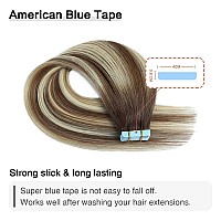 Suyya Tape In Hair Extensions Human Hair Balayage Chocolate Brown To Bleach Blonde And Chestnut Brown 40Gpack 20Pcs Straight Se