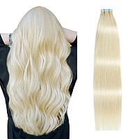 Suyya Tape In Hair Extensions Human Hair Platinum Blonde 14 Inch 40Gpack 20Pcs Straight Seamless Skin Weft Tape In Real Human H