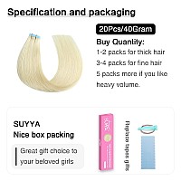 Suyya Tape In Hair Extensions Human Hair Platinum Blonde 14 Inch 40Gpack 20Pcs Straight Seamless Skin Weft Tape In Real Human H