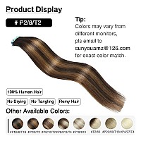 Suyya Tape In Hair Extensions Human Hair Balayage Darkest Brown To Light Brown 20 Inch 50Gpack 20Pcs Straight Seamless Skin Wef