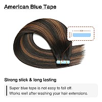 Suyya Tape In Hair Extensions Human Hair Balayage Natural Black To Chestnut Brown 14 Inch 40Gpack 20Pcs Straight Seamless Skin