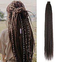 Aguacor 36Inches Synthetic Single Ended Dreadlock Extensions 20 Strands Thin 06Cm Long Soft Black Brown Se Dreadlock Extensions