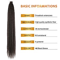 Aguacor 36Inches Synthetic Single Ended Dreadlock Extensions 20 Strands Thin 06Cm Long Soft Black Brown Se Dreadlock Extensions