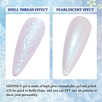 Mizhse Pearl Gel Nail Polish Glitter Drawing Mermaid Gel Polish Shell Thread Shimmer Iridescent Nail Gel Soak Off Gel Polish Fo