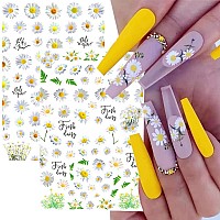 8 Sheets Flower Nail Art Stickers Decals 3D Small Daisy Nail Art Supplies For Spring Summer Nail Art Decoration Flowers Floral S