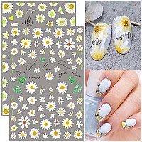 8 Sheets Flower Nail Art Stickers Decals 3D Small Daisy Nail Art Supplies For Spring Summer Nail Art Decoration Flowers Floral S