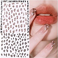 10 Sheets Leopard Print Nail Art Stickers 3D Selfadhesive Nail Decals Holographic Leopard Line French Animal Nail Sticker For W