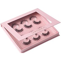 Arimika 6 Pairs Natural Look 3D Mink Lashes A16 Short Round Fluffy False Eyelashes Strip Lash With Medium Volume