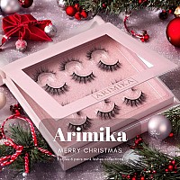 Arimika 6 Pairs Natural Look 3D Mink Lashes A16 Short Round Fluffy False Eyelashes Strip Lash With Medium Volume