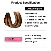 Suyya Tape In Hair Extensions Human Hair 50Gpack 20Pcs Straight Seamless Skin Weft Tape In Real Hair Extensions Ombre Balayage