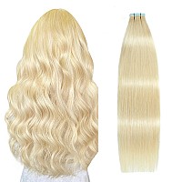 Suyya Tape In Hair Extensions Human Hair Bleach Blonde 40Gpack 20Pcs Straight Seamless Skin Weft Tape In Real Human Hair Extens