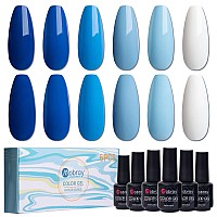 Mobray Gel Nail Polish Set6 Colors White Royal Baby Blue Navy Lake Blue Gel Polishsea And Sky Tones Nail Gel Polish Kitso