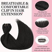 Maxita Clip In Hair Extensions Real Human Hair 20 Inch 5Pcs 80G Natural Black Real Hair Extensions Natural Straight Hair Extens