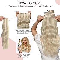 Maxita Human Hair Extensions Clip In Ash Blonde Highlighted Platinum Blonde 5Pcs 85G 22 Inch Clip In Hair Extensions Real Huma