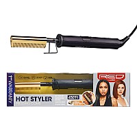 Red by Kiss Hot Comb Hair Straightener 450 Degrees, Small-Sized Teeth Electric Heating Comb, Pressing Comb Brush for Straightening Hair and Beard, Curling Iron for Natural Black Hair Beard Wigs