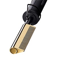 Red by Kiss Hot Comb Hair Straightener 450 Degrees, Small-Sized Teeth Electric Heating Comb, Pressing Comb Brush for Straightening Hair and Beard, Curling Iron for Natural Black Hair Beard Wigs