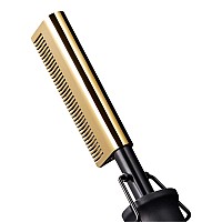 Red by Kiss Hot Comb Hair Straightener 450 Degrees, Small-Sized Teeth Electric Heating Comb, Pressing Comb Brush for Straightening Hair and Beard, Curling Iron for Natural Black Hair Beard Wigs